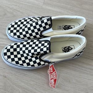 Vans Slip-On Checkerboard Shoe Sz 12 Black & Off White NEW